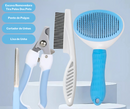 KIT 4 Pçs para Pets: Escova Removedora Tira Pelos de Cães E Gatos +Pente de Pulgas+Cortador de Unhas+Lixa de Unha PET-01