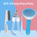 KIT 4 Pçs para Pets: Escova Removedora Tira Pelos de Cães E Gatos +Pente de Pulgas+Cortador de Unhas+Lixa de Unha PET-01