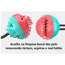Brinquedo Pet De Cachorro Push Ball Mordedor Interativo Corda Com Bolinha Porta Petisco Ventosa Chão