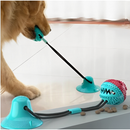 Brinquedo Pet De Cachorro Push Ball Mordedor Interativo Corda Com Bolinha Porta Petisco Ventosa Chão