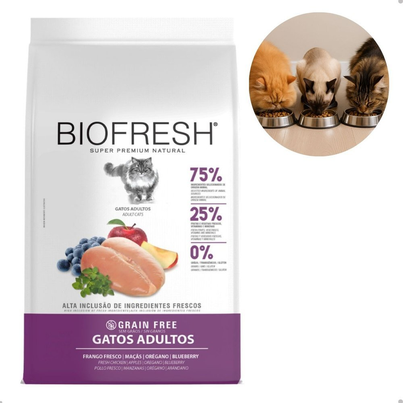 Ração Biofresh Gatos Adultos | Frango, Maçã & Blueberry Grain Free 7.5kg
