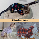 Roupinha Pet Macacão Soft com Capuz para Gatos Inverno Frio - Roupa Quente pra Macho e Fêmea