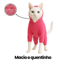 Roupinha Pet Macacão Soft com Capuz para Gatos Inverno Frio - Roupa Quente pra Macho e Fêmea